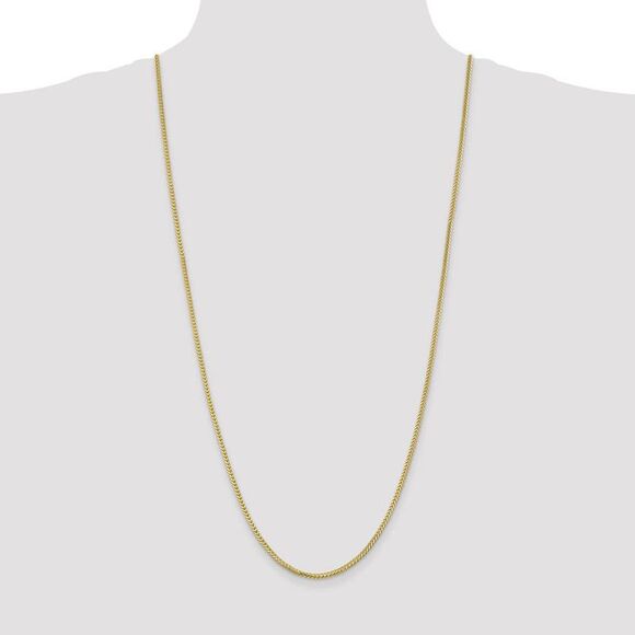 2mm 10k Yellow Gold Solid Franco Chain Necklace, 30 Inch - Picture 2 of 8